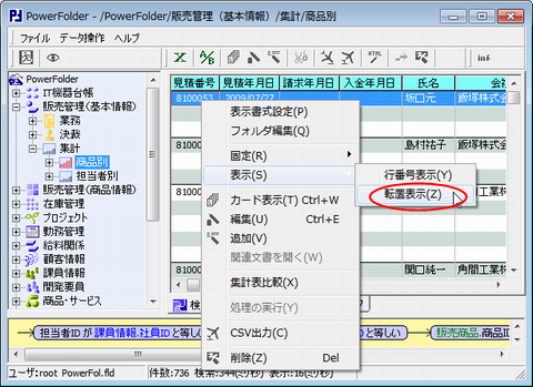 転置表示