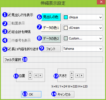 伸縮表示設定